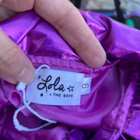 Lola and the boys IRIDESCENT PINK BOW DRESS Size 6 - Picture 8 of 9